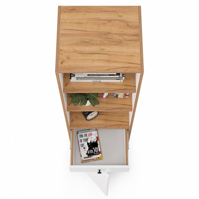 Стеллаж Вуди 13.146 цвет белый премиум/дуб крафт золотой