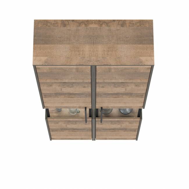 Два шкафа-пенала с витриной с подсветкой Трувор цвет дуб гранж песочный/интра