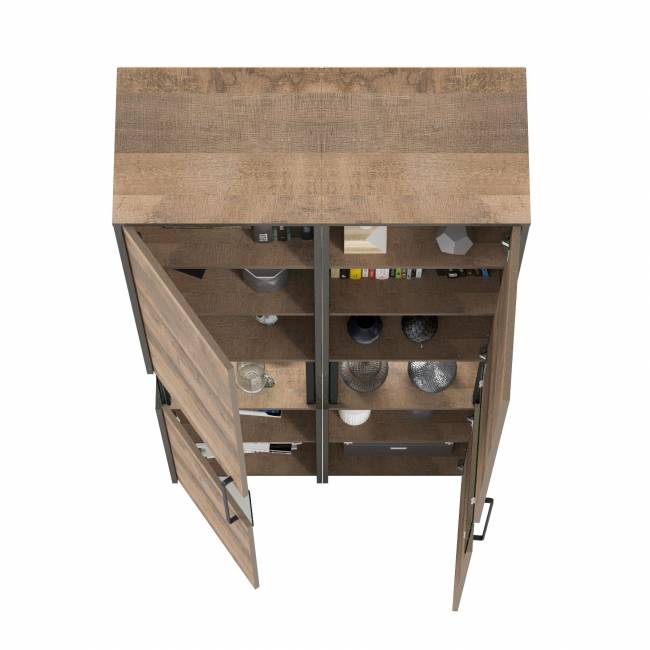 Два шкафа-пенала с витриной с подсветкой Трувор цвет дуб гранж песочный/интра